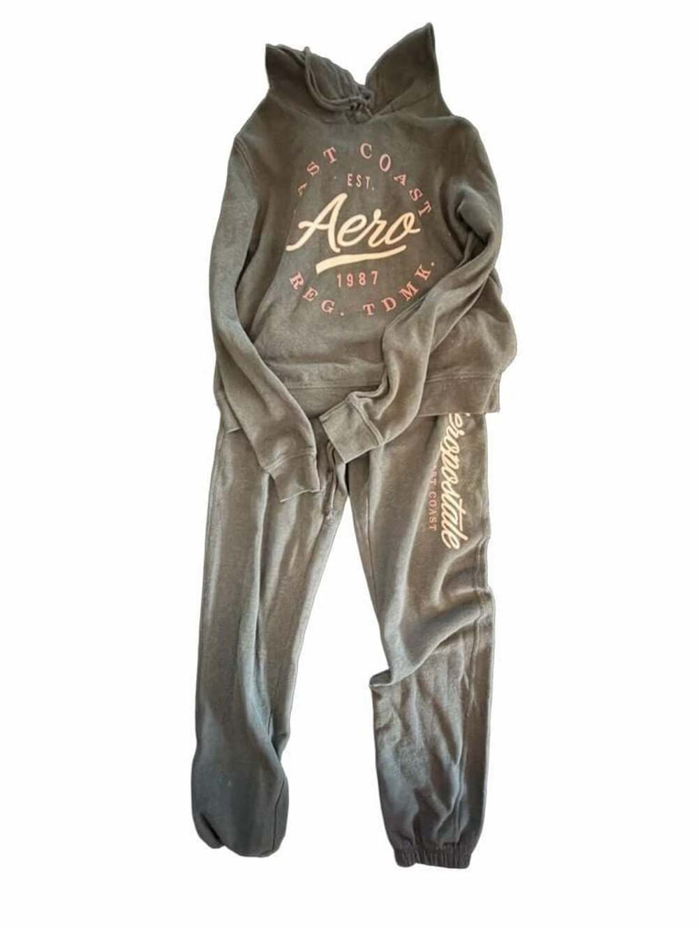 Aeropostale Hoodie And Sweatpants Set Size S Grey Pink